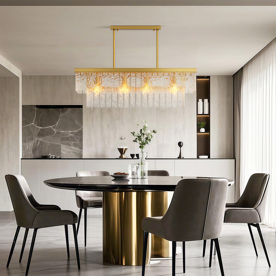 Modern Minimalist Full-Copper Chandelier with Clear Glass Shades