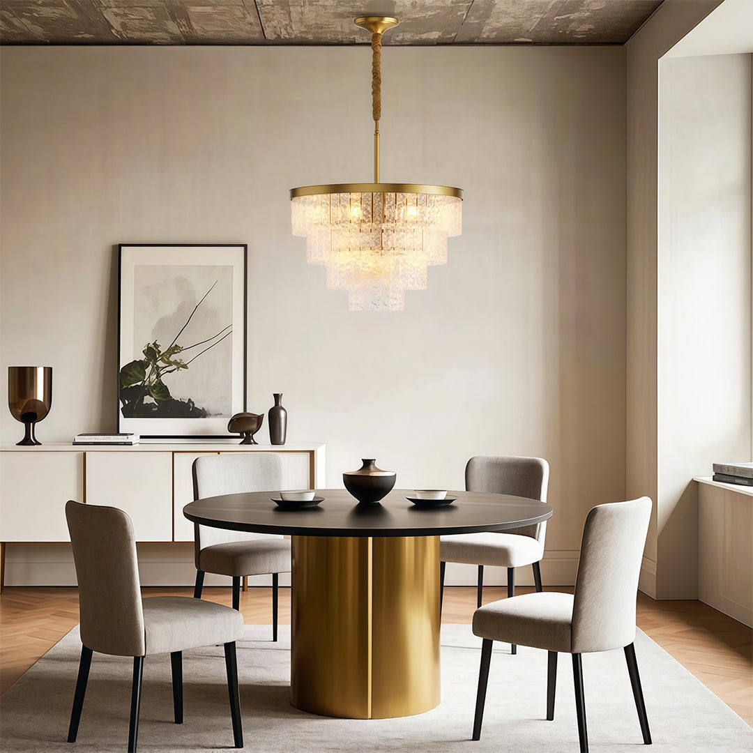 Modern Minimalist Full-Copper Chandelier with Clear Glass Shades