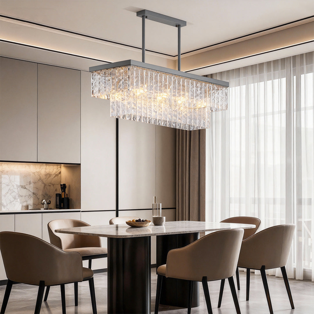 Modern Minimalist Full-Copper Chandelier with Clear Glass Shades