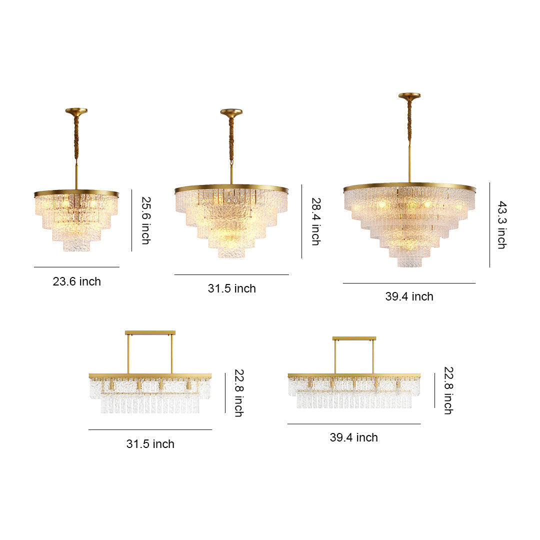 Modern Minimalist Full-Copper Chandelier with Clear Glass Shades