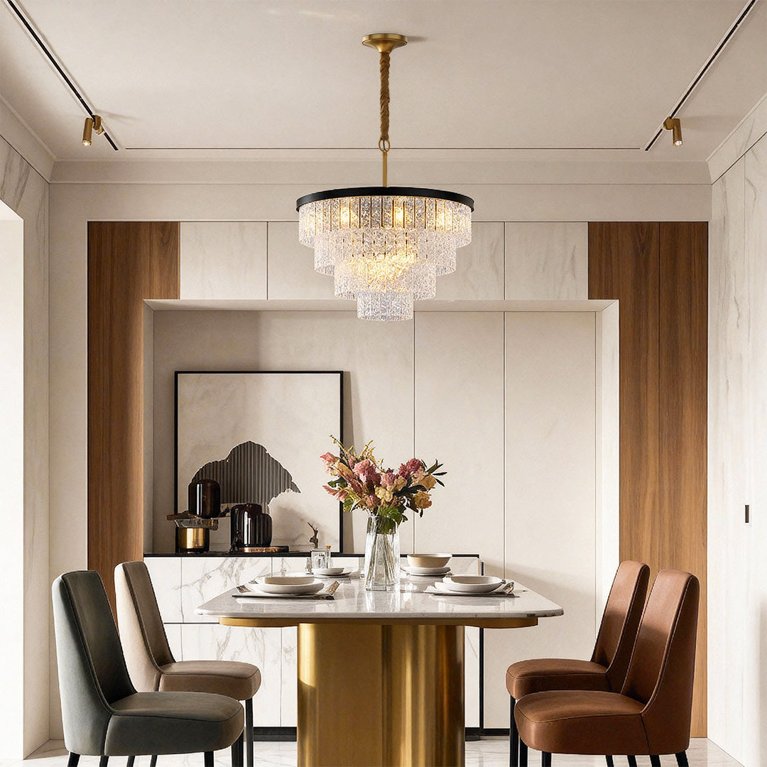 Modern Minimalist Full-Copper Chandelier with Clear Glass Shades
