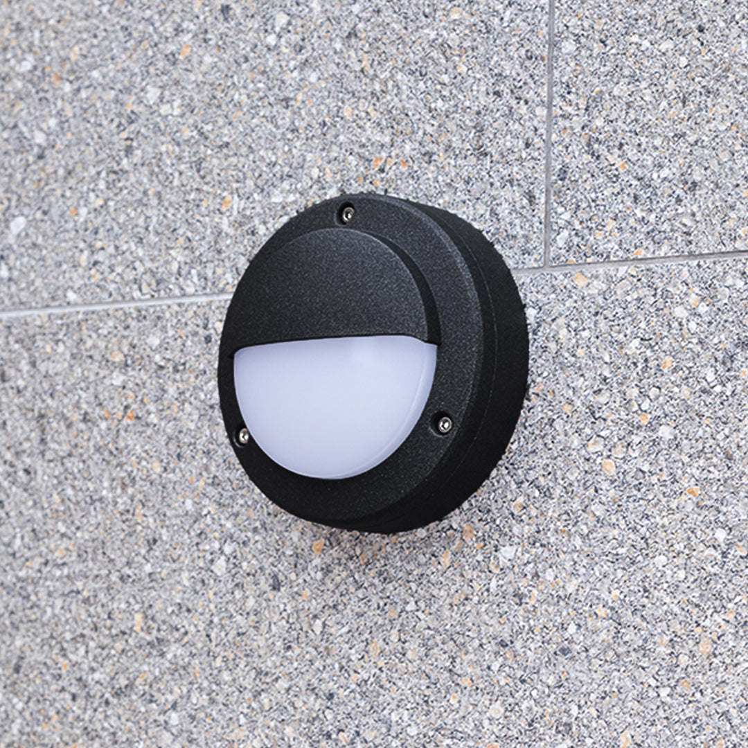 Minimalist Round Outdoor Wall Sconce with Integrated LED