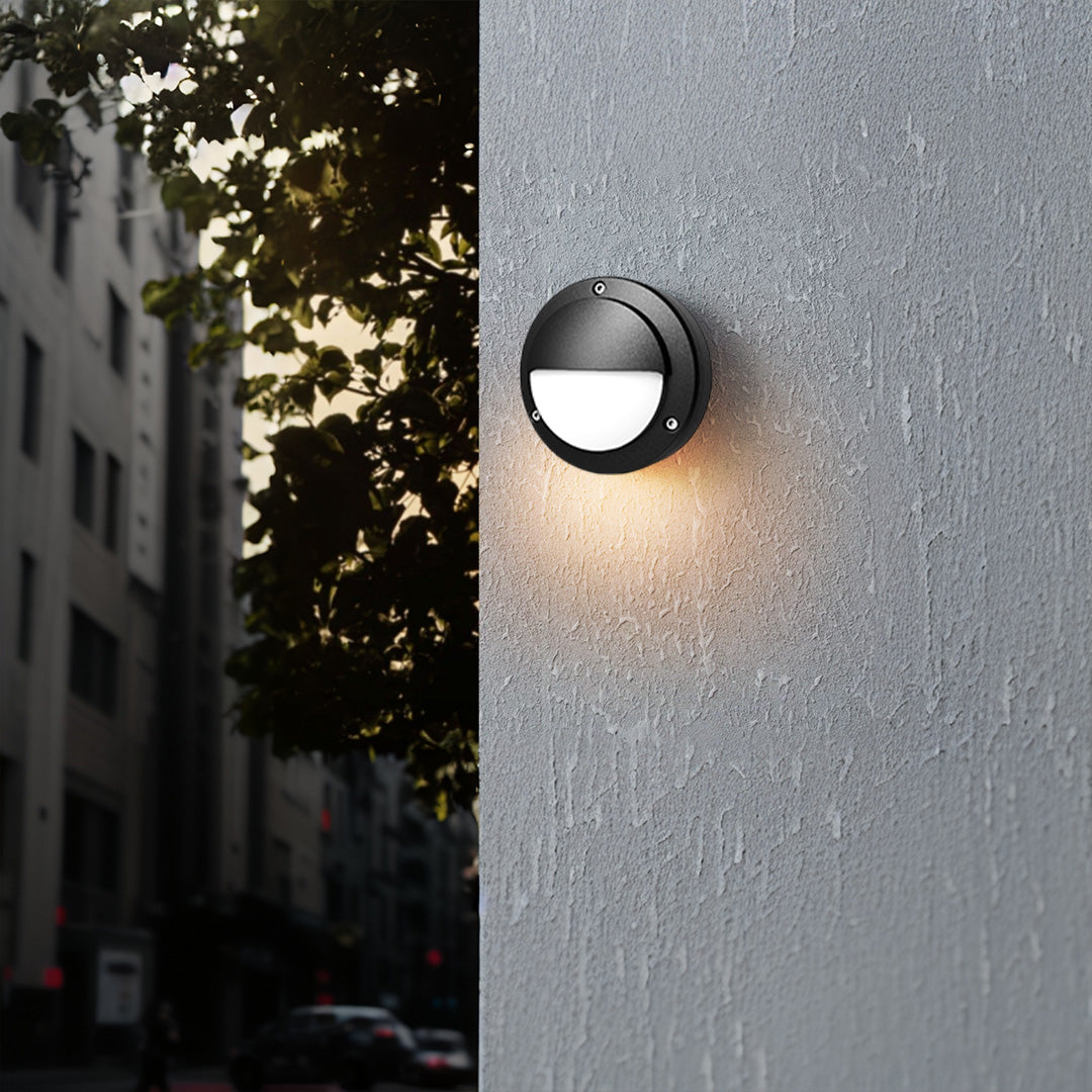 Minimalist Round Outdoor Wall Sconce with Integrated LED