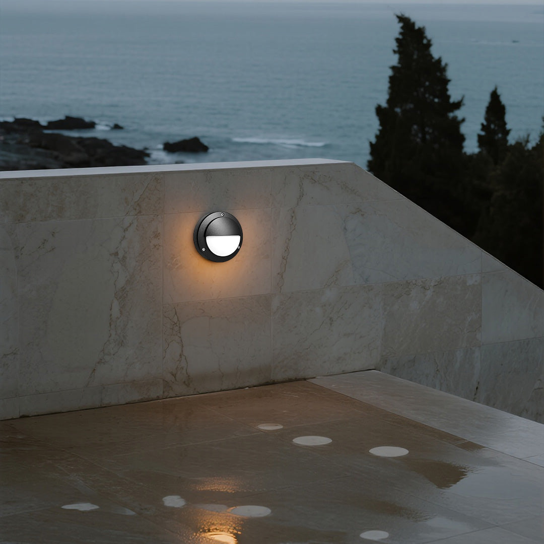 Minimalist Round Outdoor Wall Sconce with Integrated LED