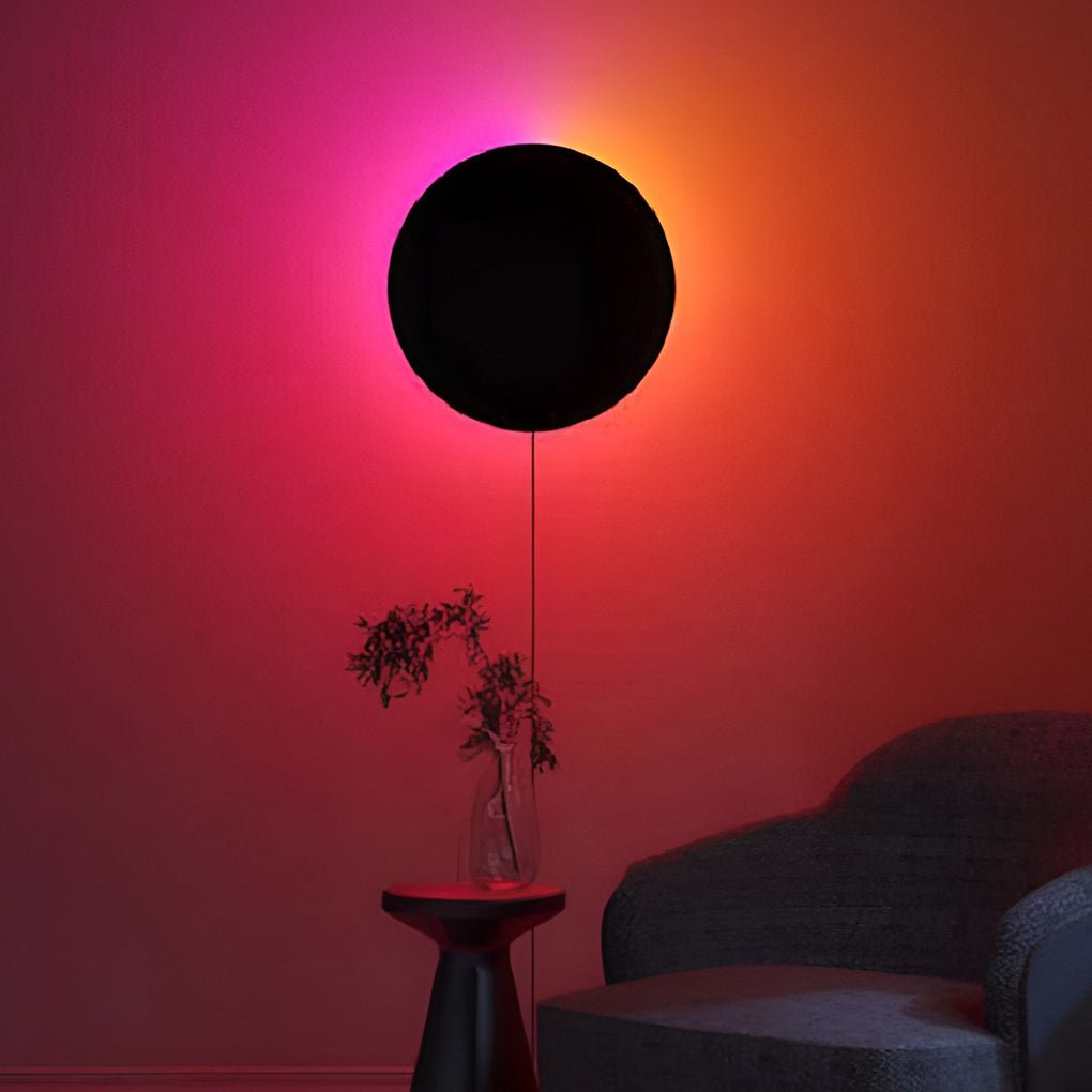 Round Remote Control Rgb Led Black Modern Wall Lamp
