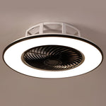 Round Stepless Dimming Led Black Modern Bladeless Ceiling Fans Lights