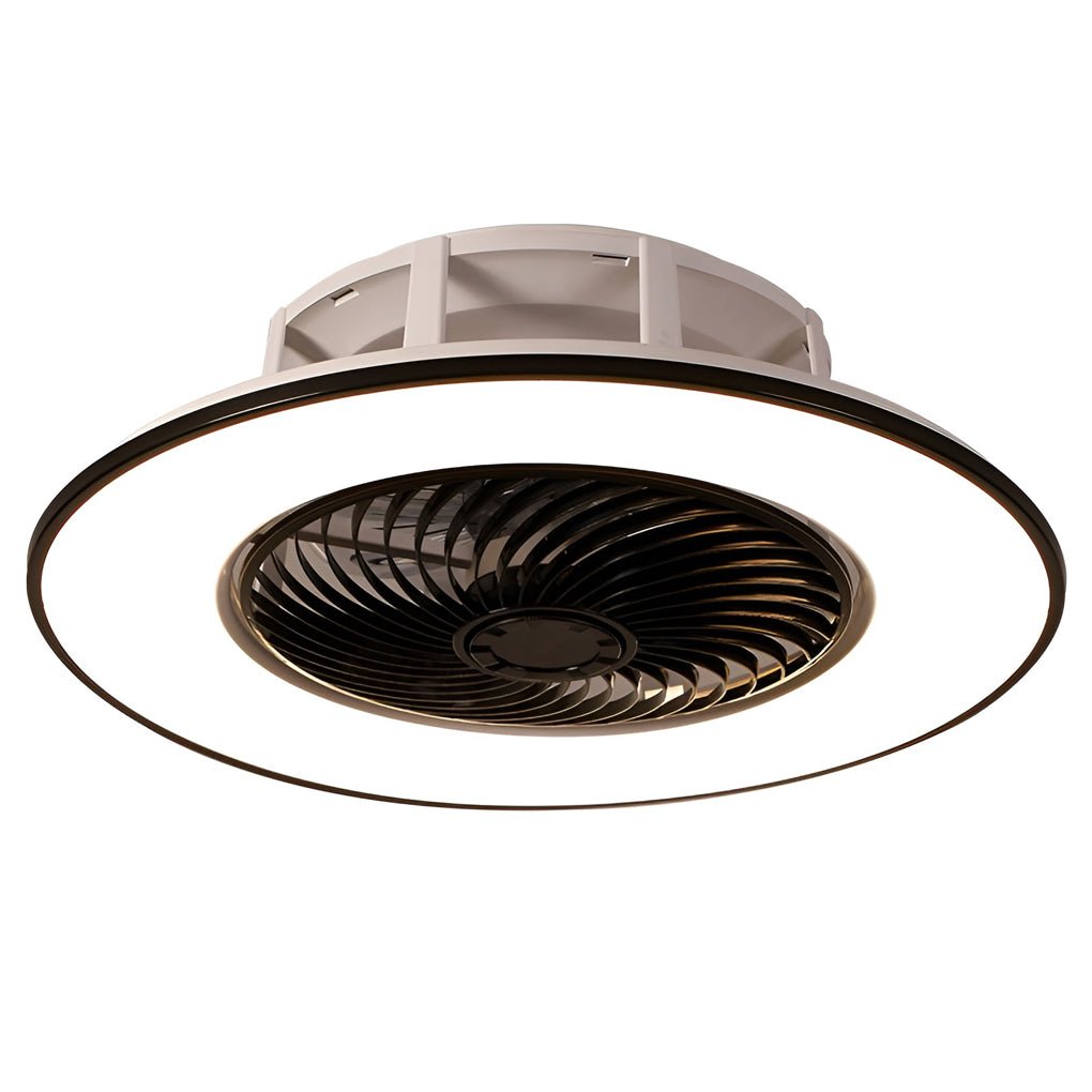 Round Stepless Dimming Led Black Modern Bladeless Ceiling Fans Lights