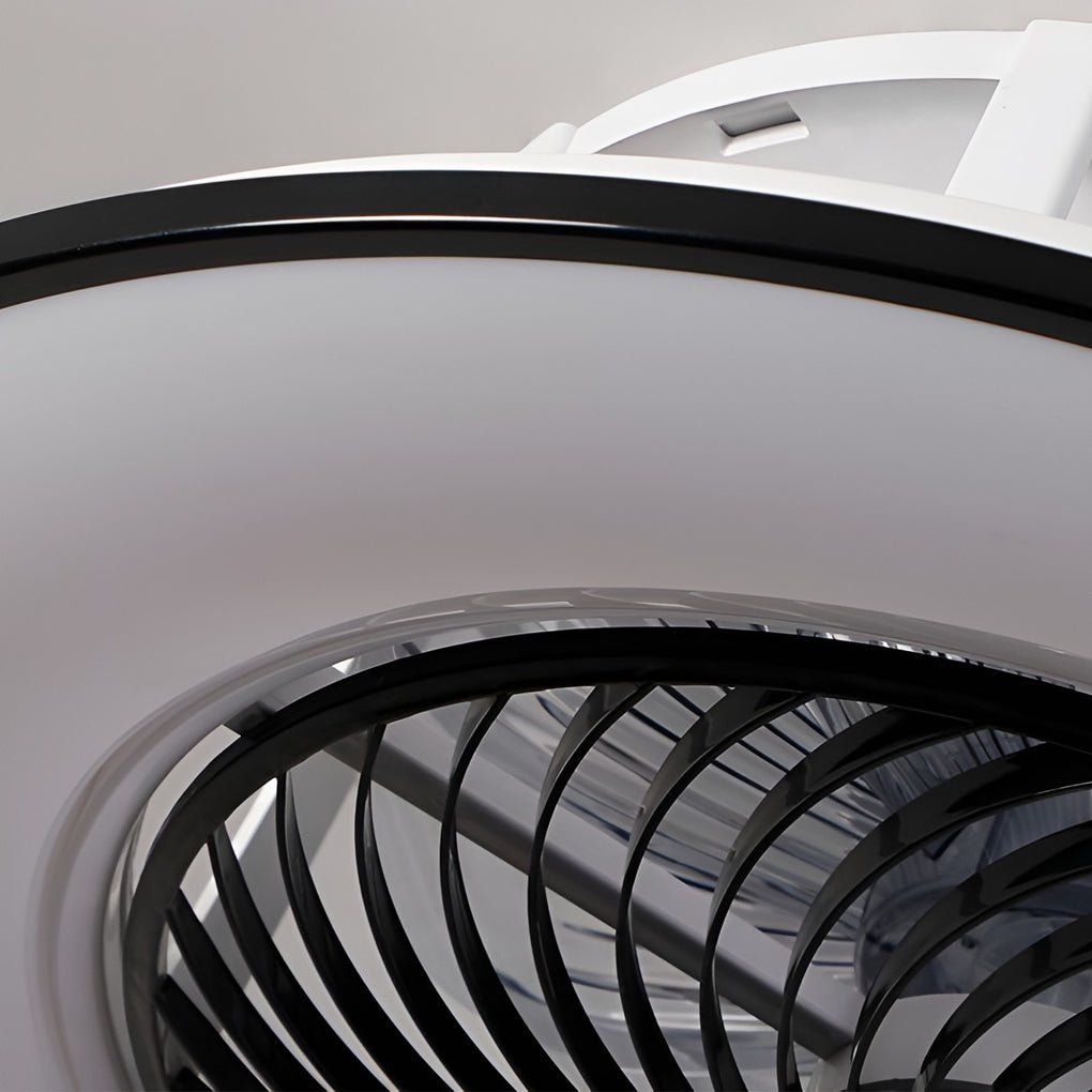 Round Stepless Dimming Led Black Modern Bladeless Ceiling Fans Lights