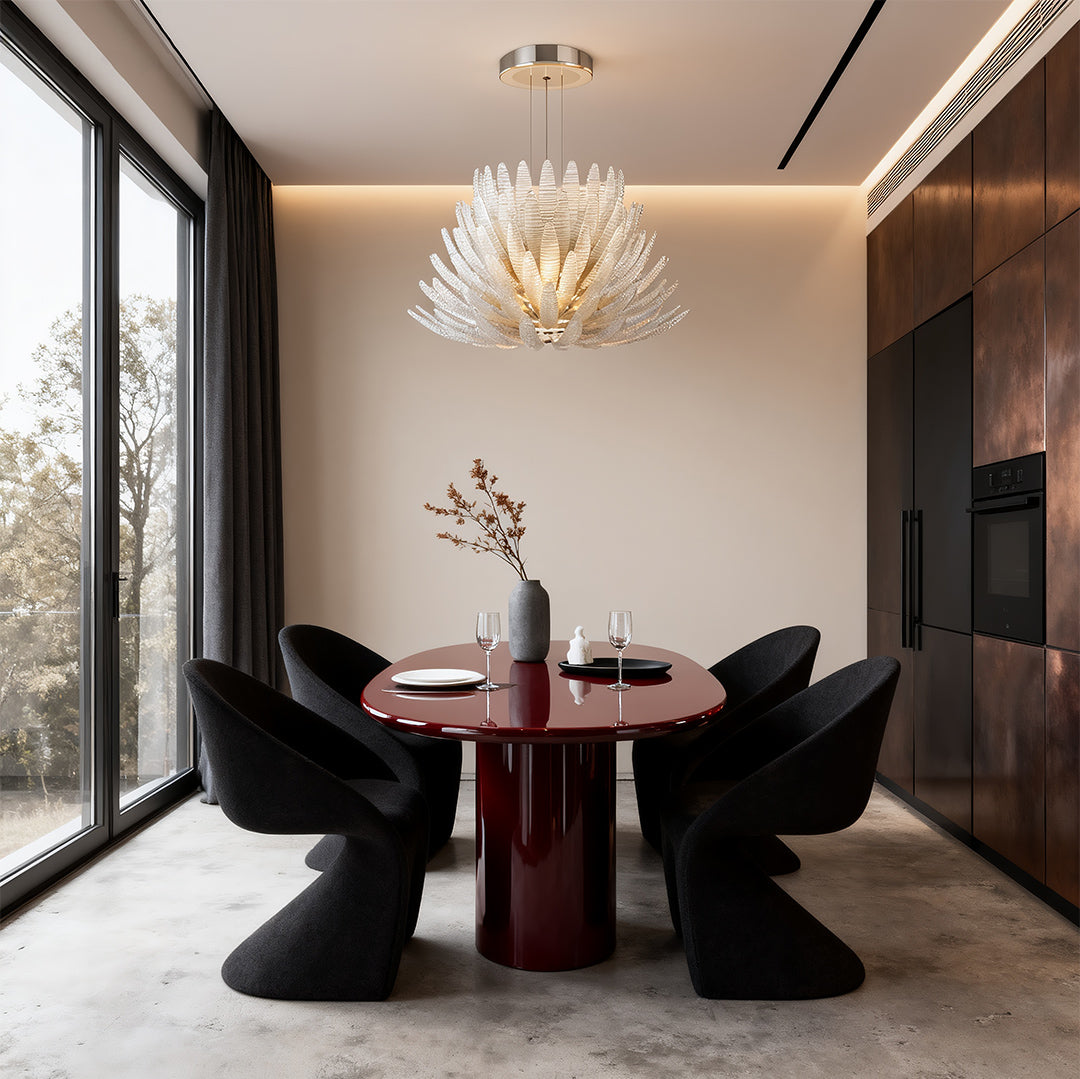 Deco Chrome Chandelier with Clear Glass Shades, Modern LED Ceiling Light