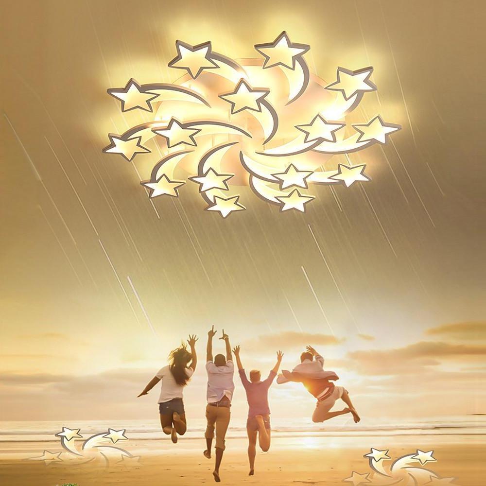 Celestial Shooting Stars Flush Mount Ceiling Light Led Dimmable White 5 To 15 Star Lights