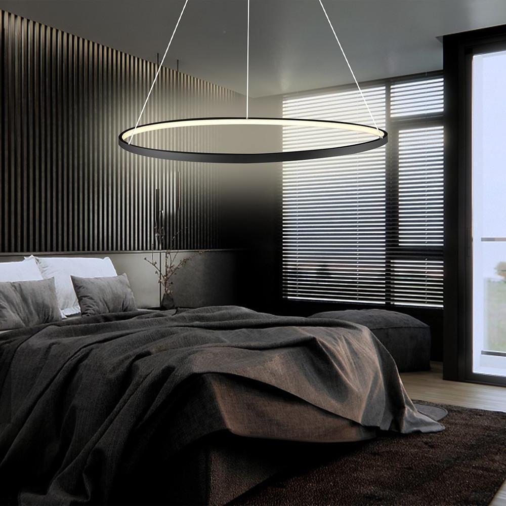 Round Geometric 30 Watt Single Ring Integrated Led Modern Bedroom Pendant