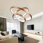 Acrylic Bronze 3 Tier Ring Chandelier Dimmable Led 59 Adjustable Pendant Lights