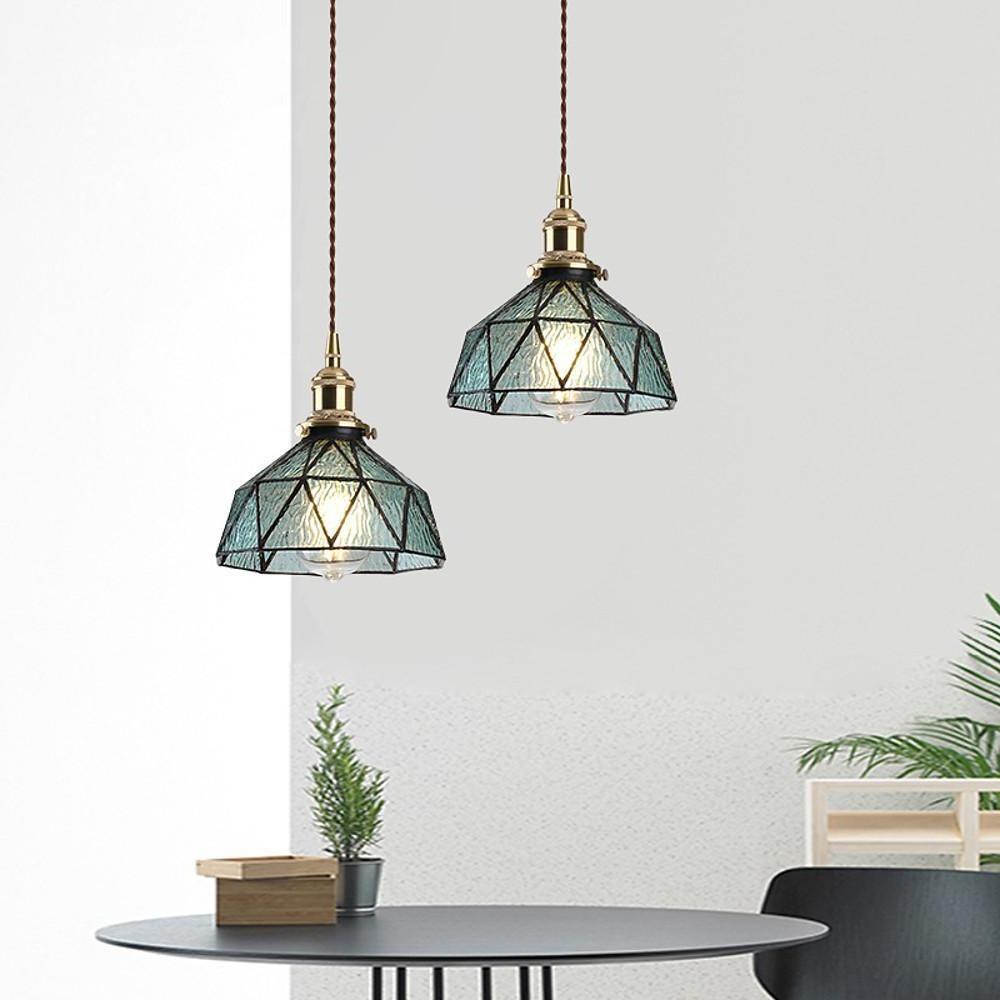 Nordic Glass Pendant Light with Industrial Metal Accent