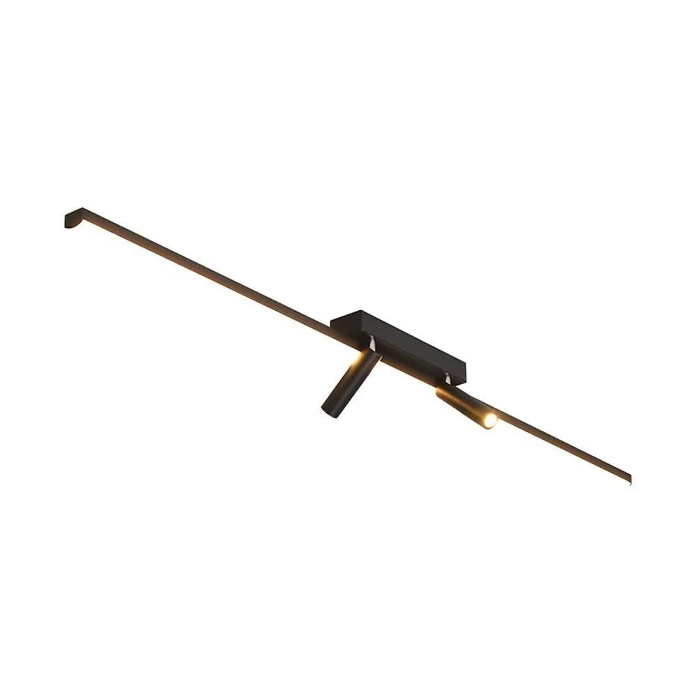 Unique 2 Spotlights Black Linear Semi Flush Mount Ceiling Led Light