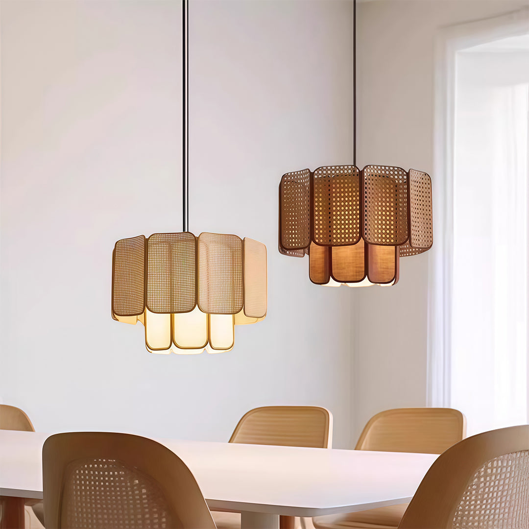 Handwoven Rattan Pendant Light with Wabi-Sabi Aesthetic