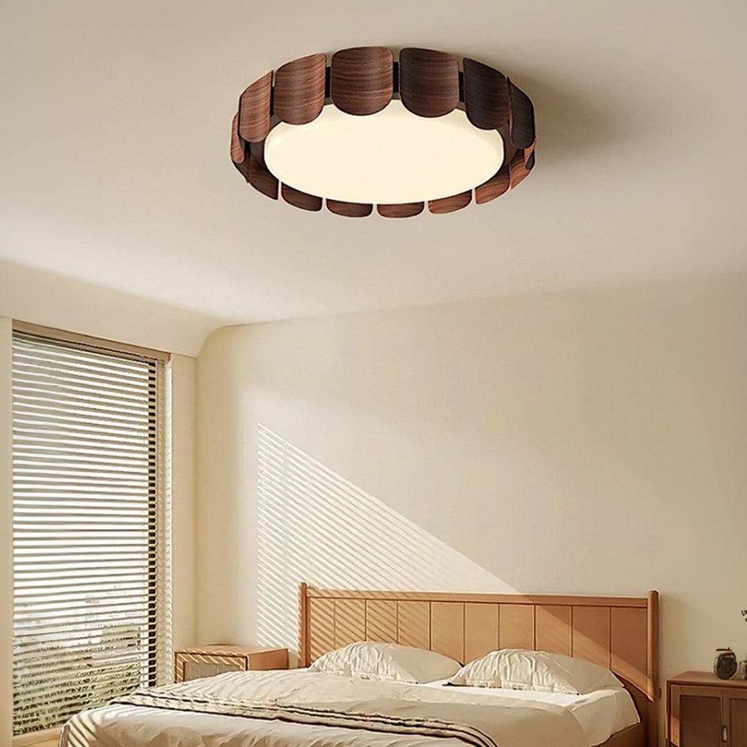 Nordic Wood Flush Mount Ceiling Light with Full Spectrum LED