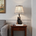 European Style Bear Resin Table Lamp with Fabric Shade
