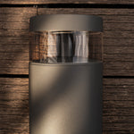 Modern Outdoor Pathway Bollard Light in Sand Gray Aluminum with Warm LED Glow