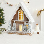 Nordic Wooden Christmas House Table Lamp with Warm LED Glow