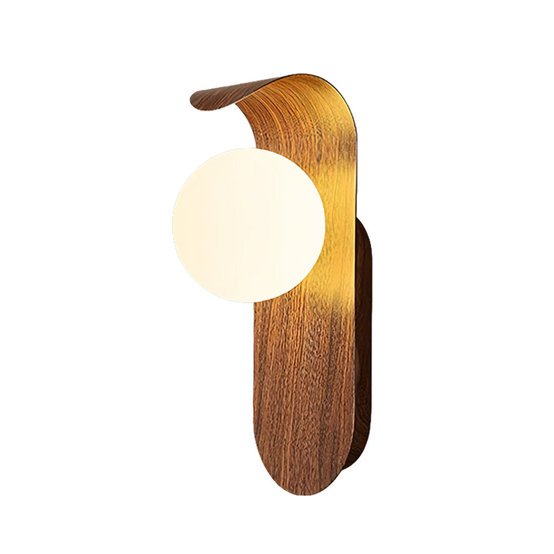 Mid-Century Wood Grain LED Wall Sconce with Spherical Shade