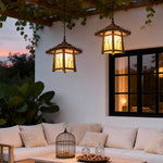 Bamboo Lantern Pendant Light with Warm LED Glow for Outdoor Living