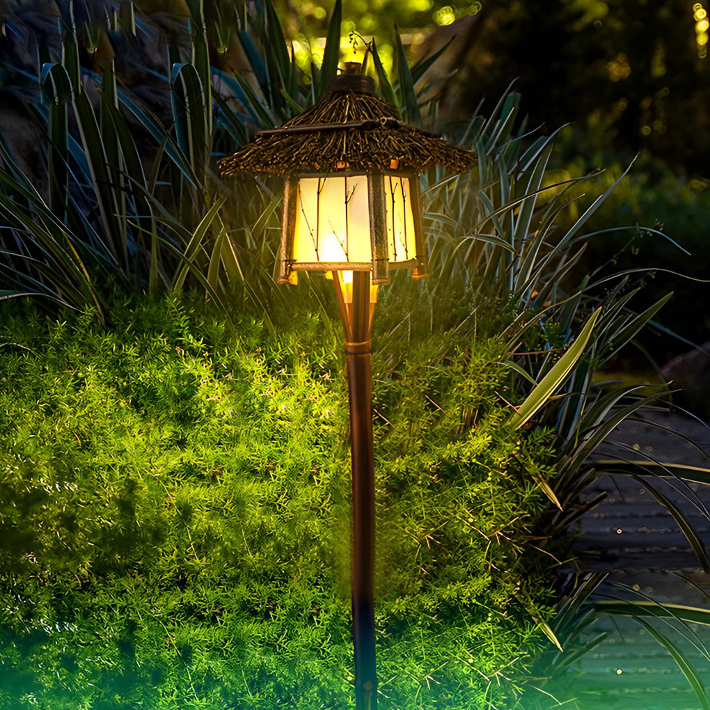 Bamboo Lantern Pendant Light with Warm LED Glow for Outdoor Living