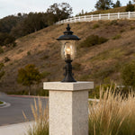 European Classic Outdoor Pillar Gate Light in Sand-Black Aluminum