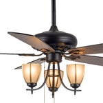 Artisan Wood Grain Ceiling Fan with Integrated Lighting – Vintage Modern Design