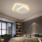 2 Light White Square Led Flush Mount Ceiling Light For Bedroom