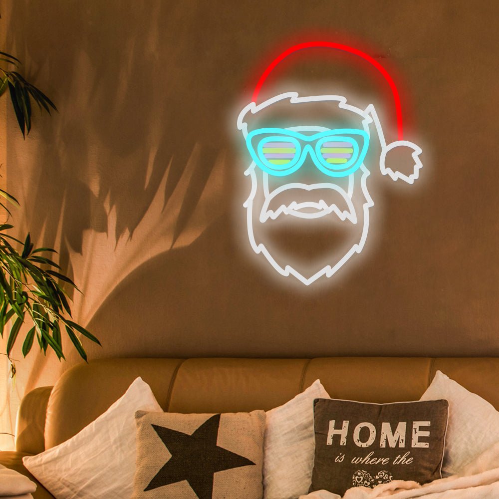 Santa Claus LED Neon Sign with Dimmer – Modern Holiday Wall Art