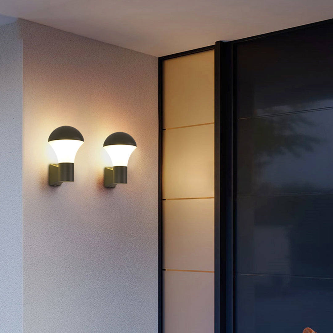Modern Black Outdoor Wall Sconce with Warm LED Light, IP65 Waterproof