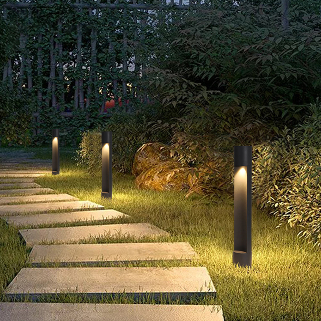 Minimalist Bollard Path Light – Black Aluminum Outdoor Landscape Lighting