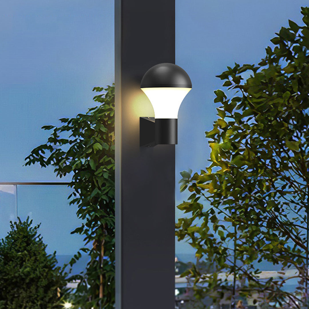 Modern Black Outdoor Wall Sconce with Warm LED Light, IP65 Waterproof
