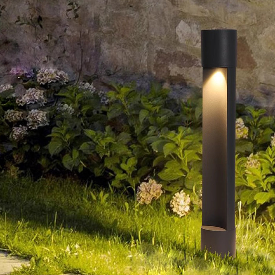 Minimalist Bollard Path Light – Black Aluminum Outdoor Landscape Lighting
