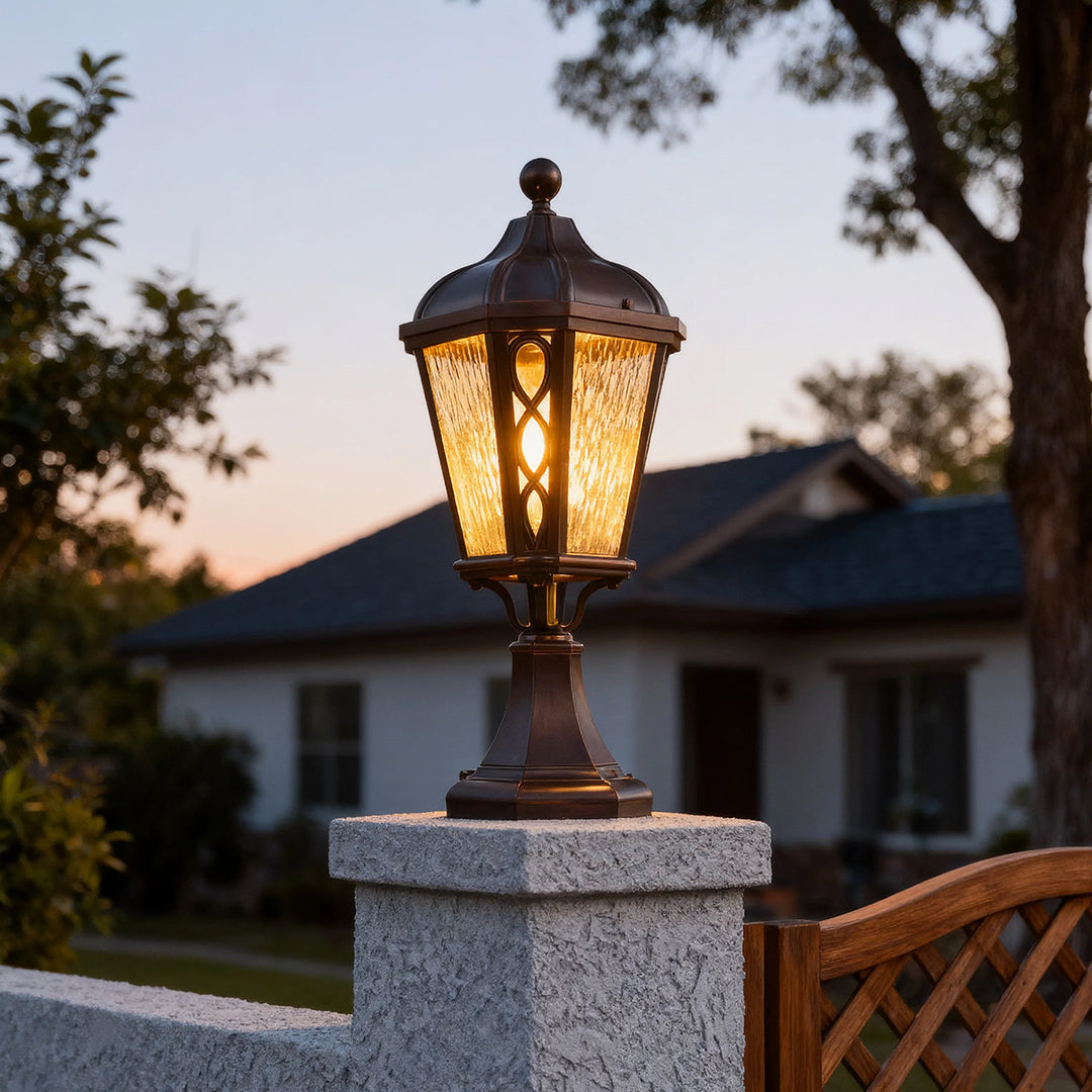 Aria Black Aluminum Post Light with Clear Glass Shade – Weatherproof Outdoor Pillar Lamp