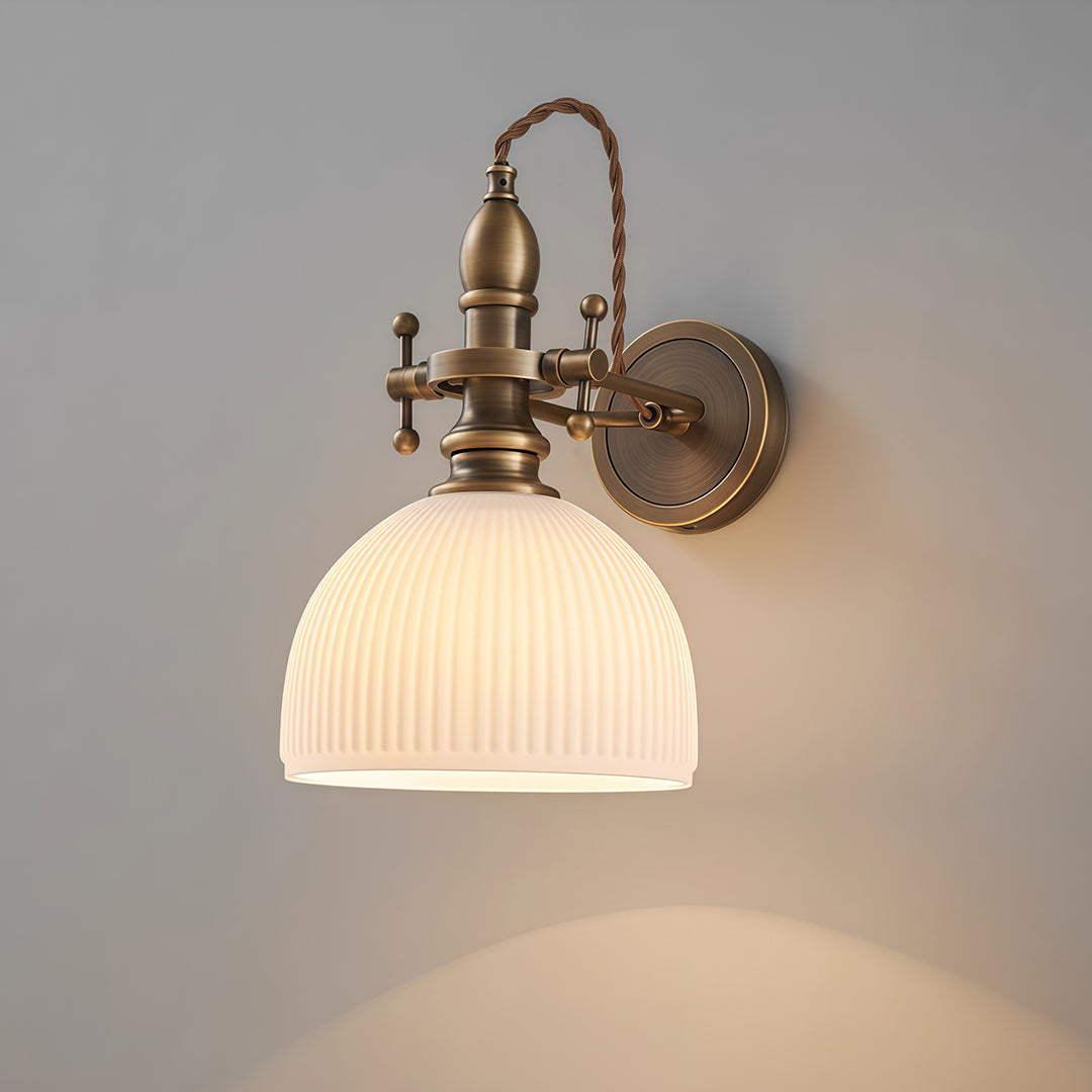 Vintage Brass Wall Sconce with Clear Glass Shade for Reading