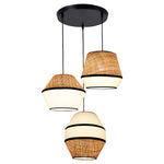 Wabi-Sabi Raffia Pendant Light with Fabric Shade, Natural Beige