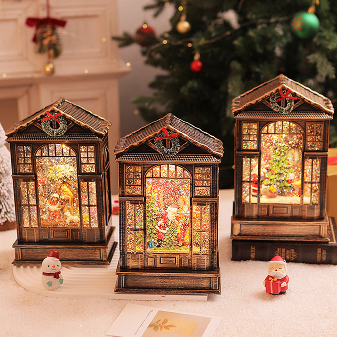 Nordic LED Christmas Table Lamp with Resin Ornament