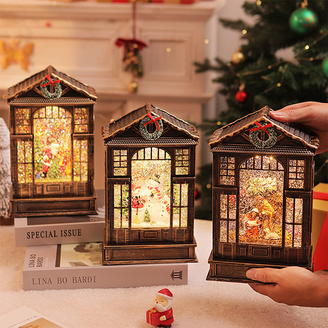 Nordic LED Christmas Table Lamp with Resin Ornament