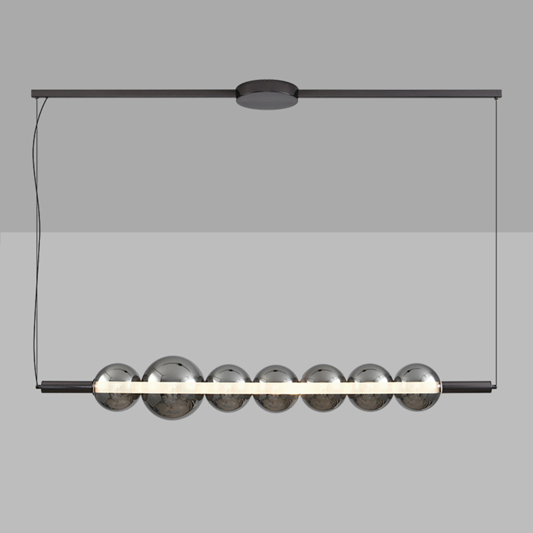 Aura Linear LED Pendant Light in Smoke Gray Glass for Kitchen Island