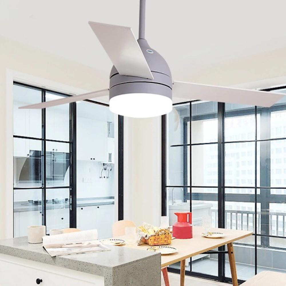 Nordic LED Ceiling Fan with Light – Electroplated Metal & Acrylic Flush Mount