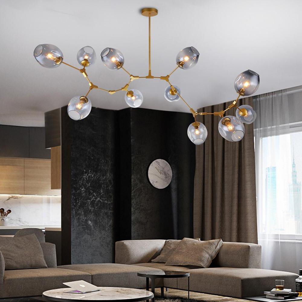 Nordic Branches Bubble Sputnik Chandelier 5 To 11 Lights Gold Finish