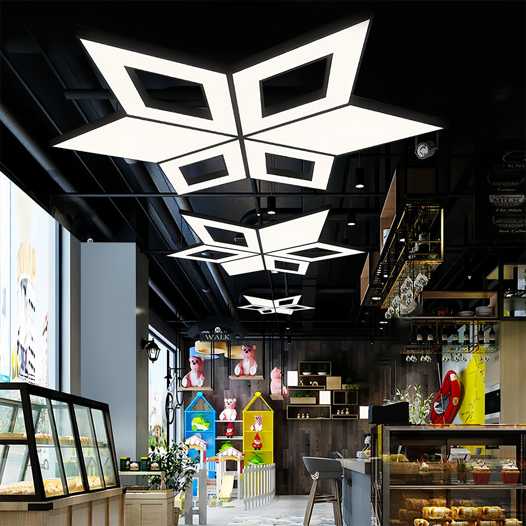 Modern Black Multi-Diamond LED Chandelier with Adjustable Hanging Chain