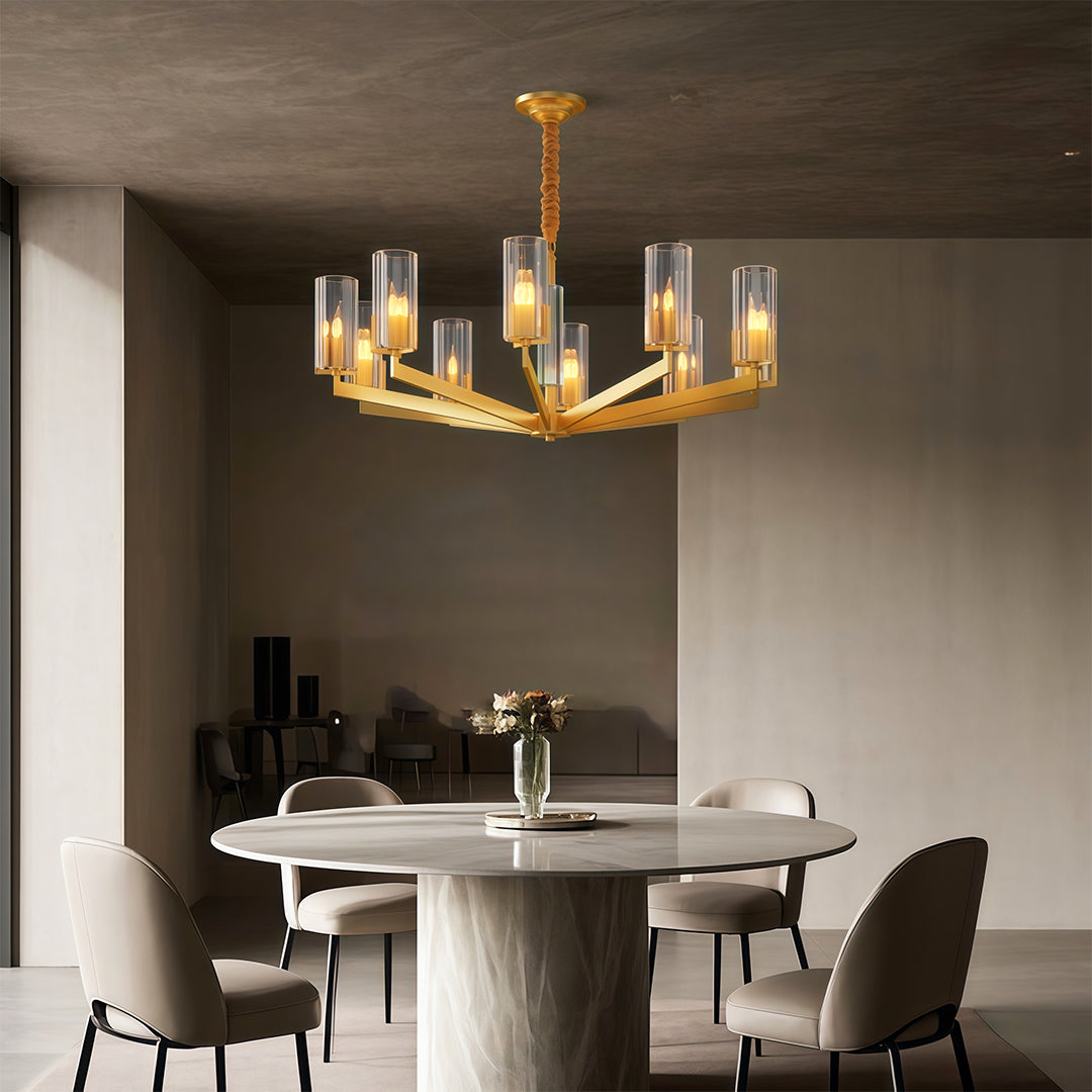 American Luxury Candle Chandelier in Brass, Chrome, or Black