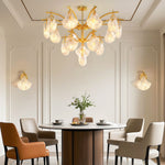 Shell Chandelier Modern Luxury Ceiling Light in Copper, Nickel, or Black