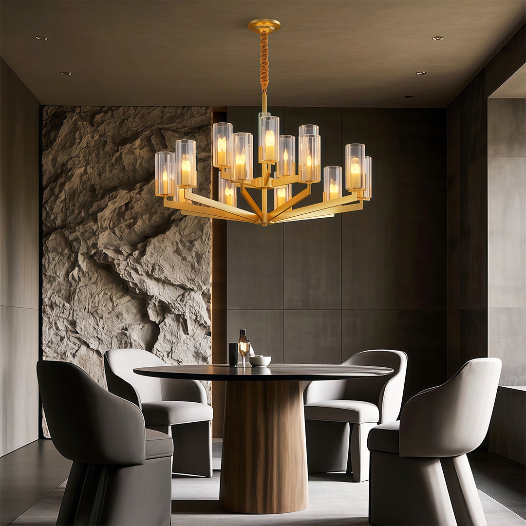 American Luxury Candle Chandelier in Brass, Chrome, or Black