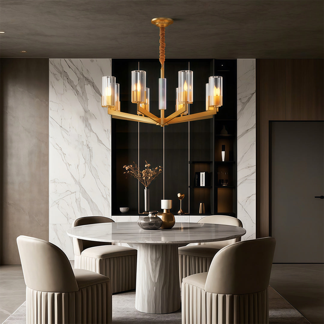 American Luxury Candle Chandelier in Brass, Chrome, or Black