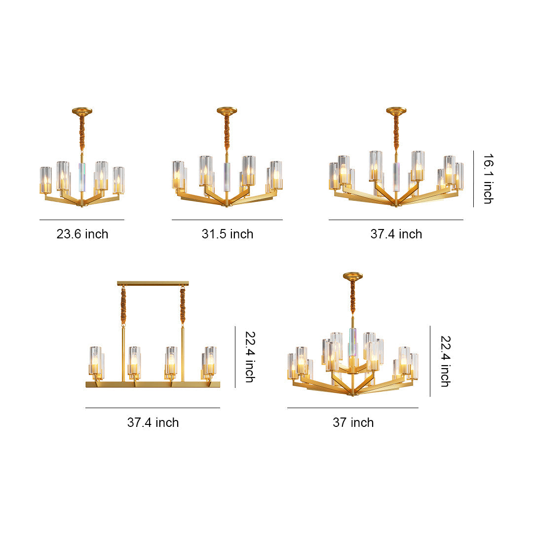 American Luxury Candle Chandelier in Brass, Chrome, or Black