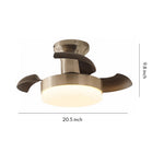 Silver French Retro Ceiling Fan with Dimmable LED Light and Walnut Blades