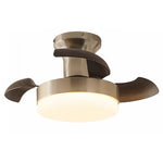 Silver French Retro Ceiling Fan with Dimmable LED Light and Walnut Blades